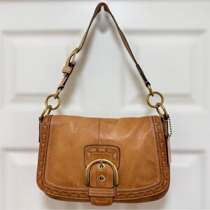 Coach Legacy Soho Buckle Flap Woven Leather Shoulder Bag Saddle Vintage Y2K